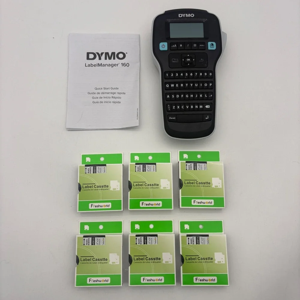 DYMO LabelManager 160 Handheld Label Maker Bundle with 6 Tape Refills Black/Gray